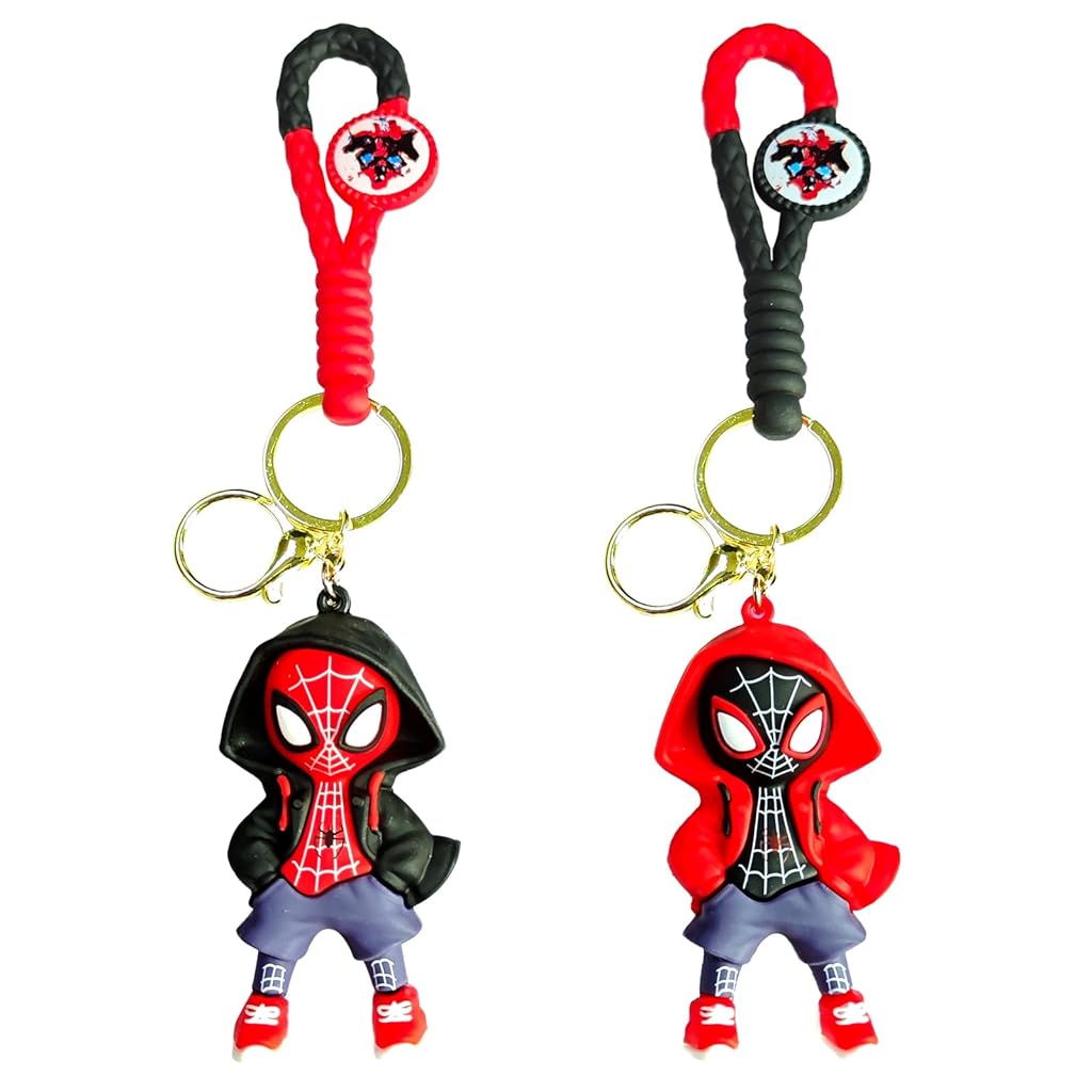 PALAY 2 Pcs Cartoon Keychain Keyring Fashion Couple Keychains Miles Spider Man Silicone Keychain Metal Keyring Backpack Charm Bag Charm Pendent PALAY 2 Pcs Cartoon Keychain Keyring Fashion Couple Keychains Miles Spider Man Silicone Keychain Metal Keyring Backpack Charm Bag Charm Pendent